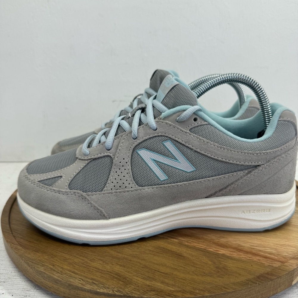 New Balance 877 Women's Walking Shoes Gray / Silver / Aqua Size 7.5 2E WW877SB